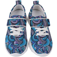 Blue Swirl Pattern Kids  Velcro Strap Shoes by designsbymallika