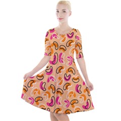 Beans Pattern Quarter Sleeve A-line Dress by designsbymallika