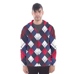 Checks Pattern Blue Red Men s Hooded Windbreaker