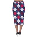 Checks Pattern Blue Red Velvet Midi Pencil Skirt View2