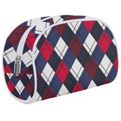 Checks Pattern Blue Red Makeup Case (medium) by designsbymallika