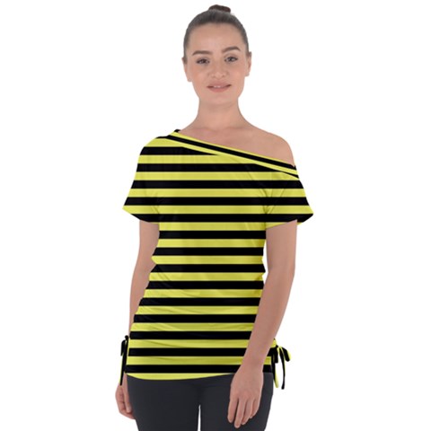 Wasp Stripes Pattern, Yellow And Black Lines, Bug Themed Tie-up Tee by Casemiro