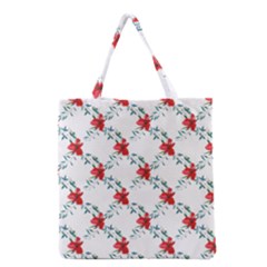 Poppies Pattern, Poppy Flower Symetric Theme, Floral Design Grocery Tote Bag by Casemiro