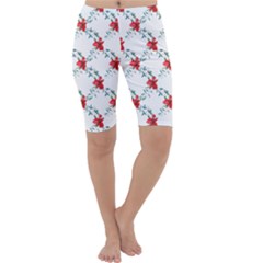 Poppies Pattern, Poppy Flower Symetric Theme, Floral Design Cropped Leggings  by Casemiro