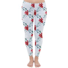 Poppies Pattern, Poppy Flower Symetric Theme, Floral Design Classic Winter Leggings by Casemiro