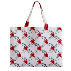 Poppies Pattern, Poppy Flower Symetric Theme, Floral Design Zipper Mini Tote Bag