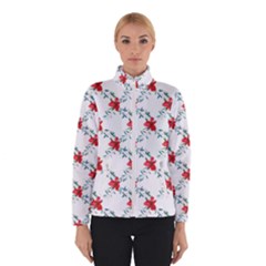 Poppies Pattern, Poppy Flower Symetric Theme, Floral Design Winter Jacket by Casemiro