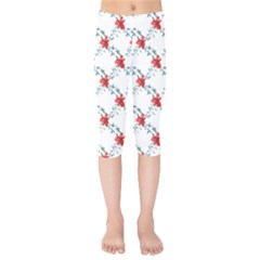 Poppies Pattern, Poppy Flower Symetric Theme, Floral Design Kids  Capri Leggings  by Casemiro