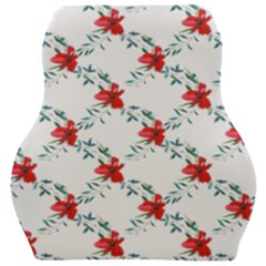 Poppies Pattern, Poppy Flower Symetric Theme, Floral Design Car Seat Velour Cushion  by Casemiro