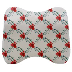 Poppies Pattern, Poppy Flower Symetric Theme, Floral Design Velour Head Support Cushion by Casemiro