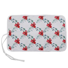 Poppies Pattern, Poppy Flower Symetric Theme, Floral Design Pen Storage Case (l) by Casemiro