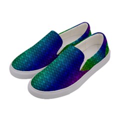 Rainbow Colored Scales Pattern, Full Color Palette, Fish Like Women s Canvas Slip Ons by Casemiro