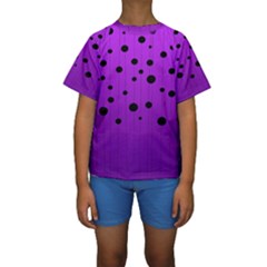 Two tone purple with black strings and ovals, dots. Geometric pattern Kids  Short Sleeve Swimwear