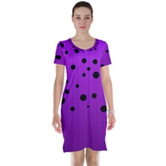 Two tone purple with black strings and ovals, dots. Geometric pattern Short Sleeve Nightdress