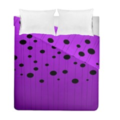 Two tone purple with black strings and ovals, dots. Geometric pattern Duvet Cover Double Side (Full/ Double Size)