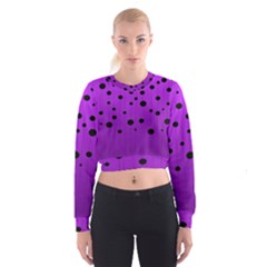 Two tone purple with black strings and ovals, dots. Geometric pattern Cropped Sweatshirt