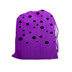 Two tone purple with black strings and ovals, dots. Geometric pattern Drawstring Pouch (XL)