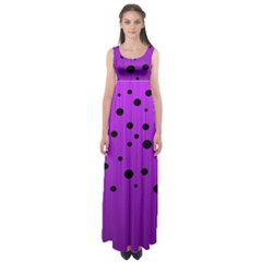 Two tone purple with black strings and ovals, dots. Geometric pattern Empire Waist Maxi Dress