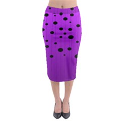 Two tone purple with black strings and ovals, dots. Geometric pattern Midi Pencil Skirt