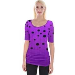 Two tone purple with black strings and ovals, dots. Geometric pattern Wide Neckline Tee