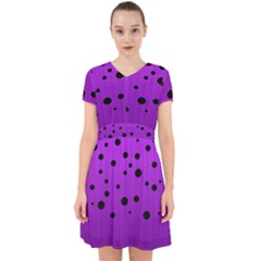 Two Tone Purple With Black Strings And Ovals, Dots  Geometric Pattern Adorable In Chiffon Dress by Casemiro