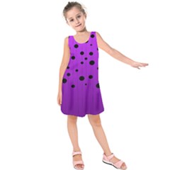 Two tone purple with black strings and ovals, dots. Geometric pattern Kids  Sleeveless Dress