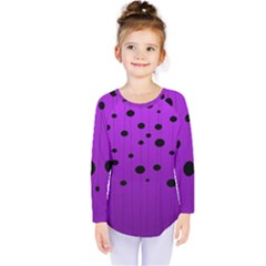 Two tone purple with black strings and ovals, dots. Geometric pattern Kids  Long Sleeve Tee