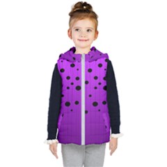 Two tone purple with black strings and ovals, dots. Geometric pattern Kids  Hooded Puffer Vest