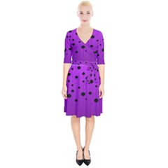 Two tone purple with black strings and ovals, dots. Geometric pattern Wrap Up Cocktail Dress