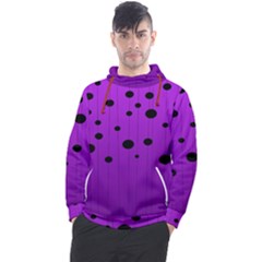 Two tone purple with black strings and ovals, dots. Geometric pattern Men s Pullover Hoodie