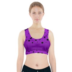 Two tone purple with black strings and ovals, dots. Geometric pattern Sports Bra With Pocket