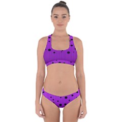 Two tone purple with black strings and ovals, dots. Geometric pattern Cross Back Hipster Bikini Set