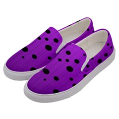 Two tone purple with black strings and ovals, dots. Geometric pattern Men s Canvas Slip Ons