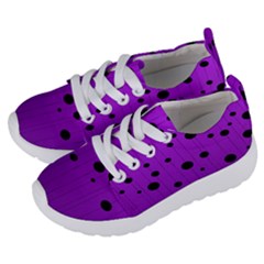 Two tone purple with black strings and ovals, dots. Geometric pattern Kids  Lightweight Sports Shoes