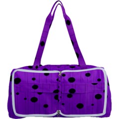 Two tone purple with black strings and ovals, dots. Geometric pattern Multi Function Bag