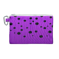 Two Tone Purple With Black Strings And Ovals, Dots  Geometric Pattern Canvas Cosmetic Bag (large) by Casemiro