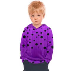 Two tone purple with black strings and ovals, dots. Geometric pattern Kids  Overhead Hoodie