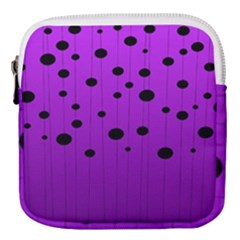 Two tone purple with black strings and ovals, dots. Geometric pattern Mini Square Pouch