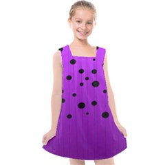 Two tone purple with black strings and ovals, dots. Geometric pattern Kids  Cross Back Dress