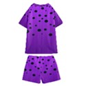 Two tone purple with black strings and ovals, dots. Geometric pattern Kids  Swim Tee and Shorts Set View2