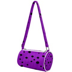 Two tone purple with black strings and ovals, dots. Geometric pattern Mini Cylinder Bag