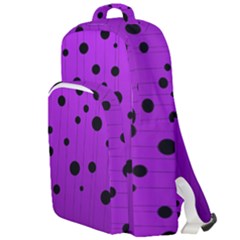 Two tone purple with black strings and ovals, dots. Geometric pattern Double Compartment Backpack