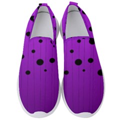 Two tone purple with black strings and ovals, dots. Geometric pattern Men s Slip On Sneakers