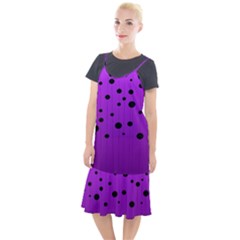 Two tone purple with black strings and ovals, dots. Geometric pattern Camis Fishtail Dress