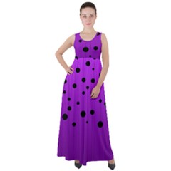 Two tone purple with black strings and ovals, dots. Geometric pattern Empire Waist Velour Maxi Dress