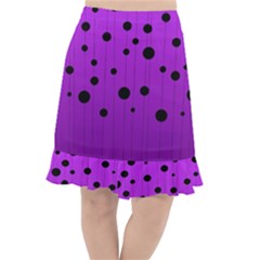 Two Tone Purple With Black Strings And Ovals, Dots  Geometric Pattern Fishtail Chiffon Skirt by Casemiro