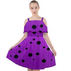 Two tone purple with black strings and ovals, dots. Geometric pattern Cut Out Shoulders Chiffon Dress