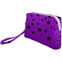 Two tone purple with black strings and ovals, dots. Geometric pattern Wristlet Pouch Bag (Small)