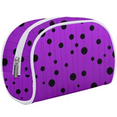 Two Tone Purple With Black Strings And Ovals, Dots  Geometric Pattern Makeup Case (large) by Casemiro