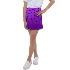 Two Tone Purple With Black Strings And Ovals, Dots  Geometric Pattern Kids  Tennis Skirt by Casemiro